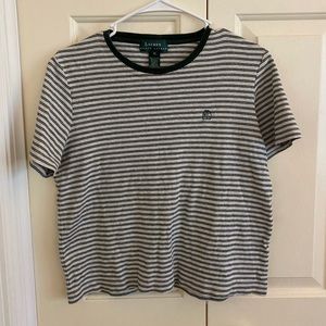 Green/white striped t shirt women’s medium